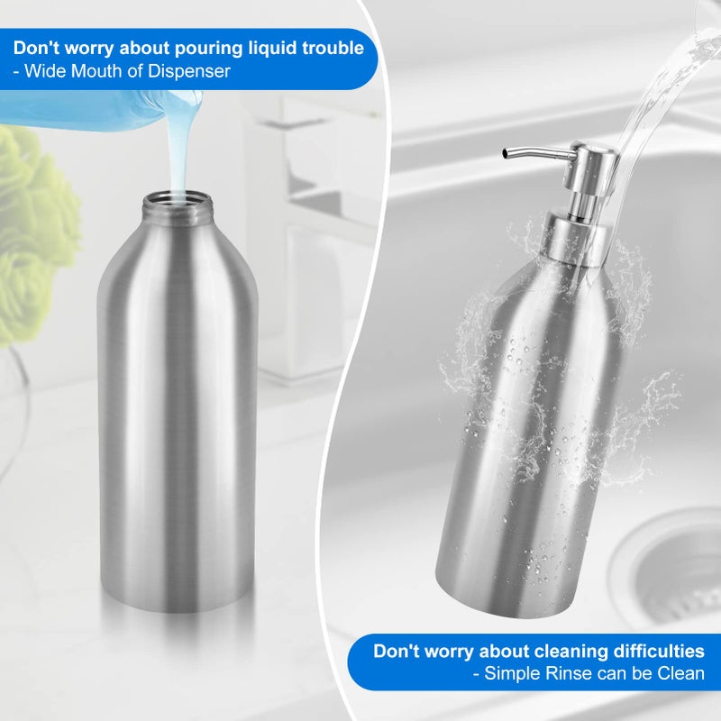 HEXTEK Large Dish Soap Dispenser - 25.5Oz Countertop Brushed Stainless Steel Soap Bottle with Anti-Rust Leakproof Pump, Hand Liquid Soap Dispenser for Bathroom & Kitchen - Image 5